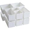 TYEERS Organizer per Cassetti, Tessuto Durevole, Lavabile, con Pannelli di Supporto, Scatole Portaoggetti Piccole per Bagno, Armadio, Comò, 12 Pezzi, Bianco