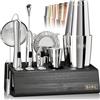 Bare Barrel Pro Mixology Bartender Set Bar Kit | Set da 14 pezzi Boston Cocktail Shaker | Strumenti professionali per la miscelazione di baristi a casa | Biglietti di ricette con supporto in bambù | Set regalo