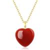 COAI Collana Cuore da Donna, Collana in Acciaio Inox con Ciondolo Cuore di Corniola da Donna