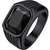Bestyle Anello Acciaio Inossidabile Uomo, Anello Uomo Nero con Pietra Onice Nero, Anello Ragazzo Maschio con Misura IT 19.75 Circonferenza 59.5mm, Idee Regalo per Anniversario.