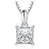 JewelryPalace 1ct Collana Solitario Donna Argento 925 con Creato Moissanite, Collana Ciondolo Pietra a Taglio Principessa con Catena Veneziana 45cm, Collane Pendenti in Argento Set Gioielli Donna