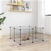 prissent Gabbia per Animali Domestici 8 Pannelli Nero 35x35 cm Acciaio Recinto Per Conigli Recinto Per Gatti Recinto Per Cani Recinzione Per Animali Gabbia Spaziosa Per Uso Interno Ed Esterno