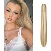 Dcbaboo Coda di Cavallo Extension Capelli Lisci Coda Capelli Extension con Pinza 55cm Posticci per Capelli Dritti Coda Finta per Capelli Sintetici Lunghi Ponytail Naturale, Sandy Blonde & Biondo