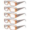 Eyekepper 5 Paia Occhiali da Lettura Aste Reticolo di Fiore per Donne Lettori in Plastica Lenti Trasparenti Colore Marrone Diottria 2.25