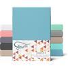 Favorito, Lenzuolo con angoli, in Jersey 100%, cotone con angoli elasticizzati, in tutte le taglie e colori, Cotone, turchese, Topper 180x200 - 200x200 cm
