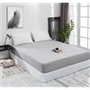 Mixibaby Lenzuolo con angoli elasticizzati in jersey, 100% cotone, 28 colori, dimensioni: 160 x 200 cm, colore: grigio chiaro