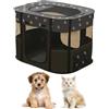 DAILJMON Box portatile per animali domestici/morbida gabbia per cani, trasportino per gatti, grande area giochi per cuccioli/conigli/gattini, per interni ed esterni, viaggi, campeggio, 70 x 55 x 45 cm (S, nero