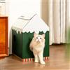 Conlun Tiragraffi per Gatti Cartone Casa con Pannello per Graffiare & Erba Gatta, Giochi Gatto per Graffiare & Riposare, Tiragraffi Cartone Casetta Letto da regalare o decorare