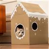 Conlun Tiragraffi per Gatti Cartone Casa con Pannello per Graffiare & Erba Gatta, Giochi Gatto per Graffiare&Riposare, Regalo per Tiragraffi Cartone Casetta Letto Decorazione Casa pan di Zenzero