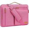 MOSISO 13,3 Pollici Borsa Tracolla Laptop, 13-13,3 Pollici Custodia Computer Compatibile con MacBook Air/Pro 13/Pro 14, HP Dell ASUS,Lato Open Borse Messenger&4 Cerniera Tasche&Handle, Rosa Rosso