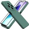 HHUIWIND Cover Compatibile con Xiaomi Redmi 14C 4G (6.88) e Vetro Temperato,Custodia Xiaomi Redmi 14C 4G Morbido Silicone Liquida TPU Protettivo Ultra Slim Case - Verde scuro