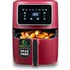 BERGNER MAROON - Friggitrice ad aria 1800W 6,9L - 8 programmi di cottura - Timer fino a 30 min - Controllo temperatura 80-200°C - Rivestimento Ceratech - Finitura opaca - Con cestello grill