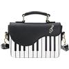 Syrads Borsa a mano con Motivo a Pianoforte Borsa a Tracolla da Donna Borsa a Tracolla Casual in Pelle PU per Scuola di lavoro Nero