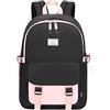 Acmebon Zaino per ragazza adolescenti, borsa casual da donna per la scuola Nero con rosa
