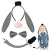 Hifot 4Pcs Costume Animale Bambino Adulto, Orecchie Asino Cerchietto e Coda di Asino Naso e Papillon, Accessori per Bambini Adulti per Cosplay Halloween Carnevale Natale Festa a Tema