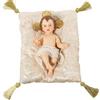 DRW Figura bambino Gesù su un cuscino in colore carne e oro 25x10x36 cm
