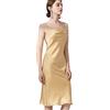 DEBAIJIA Donna Camicie da Notte Sexy Raso di Seta Vestaglia Sottoveste Lunga Vestito Pigiama Senza Maniche Traspirante Leggero (Champagne-L)