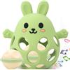 M4CQSBLE Giochi Neonato 0-3 Mesi, Sonaglio 3-6 e 6-9 Mesi, Montessori Giocattoli Sensoriali per Bambini 0-12 Mesi, Regali per Neonati (Verde Oliva, Coniglio)