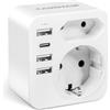 Carehabi Adattatore di viaggio Australia Adattatore Cina Italia con 3 USB A + 1 USB-C, Aadattatore di viaggio per Nuova Zelanda, Argentina, Adattatore Australia