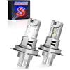 SUPAREE Lampada H4 LED Lampadina LED H4 Canbus Lampadina LED h4 Auto Canbus 20000LM 50W 6500K Abbagliante e Anabbagliante 1:1 Mini Plug and Play Sostituzione per Alogena con Ventola (2 Pezzi)