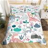 Homemissing Set di Biancheria da Letto Con Copripiumino e 1 Federa per Letto Singolo - Motivo Dinosauri e Animali della Giungla in Stile Cartone Animato - Colore: Rosa
