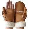 AXELENS Guanti Caldi Uomo Invernali Muffole Apribili Eleganti Comode Eco Pelle Scamosciata L/XL BEIGE