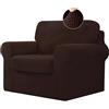 BXFUL Copridivano con Schienali Separati E Cuscini Seduta, Copridivano Antiscivolo con Fascia Elastica, Proteggi Mobili Jacquard Elasticizzato (1 Seater(80-120cm),Caffè)