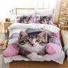 Tabeskly Gatto Carino Sacco Copripiumino Matrimoniale Bambino Piumino Matrimoniali Letto Set Bianco 200x200cm