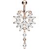 PIERCINGLINE® Banana da Ombelico in Acciaio Chirurgico Rosato 10 mm con Design in Ottone Grande Farfalla Trasparente