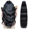SUYYA Extension Capelli Veri Biadesivo Capelli Umani Extension Biadesive Capelli Veri Lisci Remy Tape in Hair Extensions Capelli Dritto Setosi 28 Pollice 70 cm 20pcs 60g #1 Nero Jet