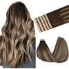 GOO GOO Extension Capelli Veri Biadesivo, 35cm 25g 10pcs Balayage Marrone Cioccolato a Biondo Miele Extension Capelli, Reale Naturale Extension Capelli Biadesive, Remy Extension Biadesive Capelli Veri