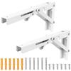 SiGuLiKeJi 2 Pz Staffa Pieghevole 255mm, Staffe per Mensole Pesanti, Mensola Pieghevole, Staffa Mensola, Supporto Mensola, Staffe Pieghevoli per Tavolo a Muro Cucina Ufficio Tavolo a Ribalta da Parete, Bianco