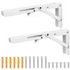 SiGuLiKeJi 2 Pz Staffa Pieghevole 300mm, Staffe per Mensole Pesanti, Mensola Pieghevole, Staffa Mensola, Supporto Mensola, Staffe Pieghevoli per Tavolo a Muro Cucina Ufficio Tavolo a Ribalta da Parete, Bianco