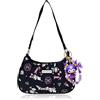 Roffatide Anime Kuromi Cute Borse a tracolla per le donne Amici PU Tote Borsa a mano con chiusura lampo Mini Clutch Borsa a tracolla sottobraccio portafoglio (con ciondolo)