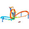 Hot Wheels - Pista Loop Rotante, playset con zona scontro su pista a forma di 8 e loop a propulsione, include una macchinina in scala 1:64, giocattolo per bambini, 3+ anni, JBX65