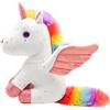 Heionia Peluche Unicorno Morbido 23 CM Arcobaleno Unicorno Giocattolo Bambola Forma di Unicorno Peluche Cavallo con Alas Unicorno Regali di Natale per Bambini Ragazze (Bianco)