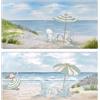 DRW Set di 2 quadri tela cornice in legno con giorno di spiaggia con una parte a mano in blu, bianco e verde, 60 x 3 x 120 cm