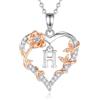 EUDORA Harmony Ball Rosa Cuore Collana con iniziale H per donne Lettera H Alfabeto iniziale Collane Rame Placcato rodio Ciondolo con Zirconi Cubici, Iniziali Gioielli Regali per Donne Moglie, 18