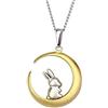 IMINI Collana con ciondolo a forma di coniglietto sulla luna, ipoallergenica, delicata e piccola mezzaluna da 45.7 cm con colletto a catena delicato con animali in scatola regalo per figlia