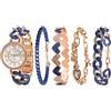 TIME100 Set Regalo Elegante Orologio e Bracciali Donna, Idee Regalo per Lei, Set Accessori Donna per Natale (Blu&OroRosa)