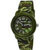 Pure Time® Orologio per bambini, orologio da ragazzo, camouflage mimetico, orologio da polso in tessuto, analogico, per bambini, cinturino in tessuto, nero, verde, grigio, Camo.green.