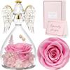 Sunia Rosa Eterna Regalo Donna, Rosa Stabilizzata Vera in Angel Cupola, Angelo Figurine di Vetro per Mamma e Nonna, Regali Compleanno, Natale, San Valentino e Festa della Mamma