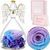 Sunia Rosa Eterna Regalo Donna, Rosa Stabilizzata Vera in Angel Cupola Regalo Mamma, Angelo Figurine di Vetro Regalo Nonna, Regalo Donna Compleanno, Regali Natale San Valentino Festa della Mamma