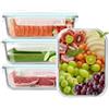 LXUDN 4x1040ML Contenitori Ermetici per Alimenti Vetro, Frigoverre Contenitori Vetro, Contenitori Vetro Freezer Ermetici, Contenitori di Vetro per Alimenti Contenitori Microonde in Vetro con Coperchio