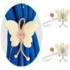 GIRASOLE HOME Fermatenda in Stoffa a Forma di Farfalla con Magneti 2 Pezzi, Panna