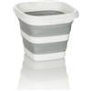hjh OFFICE cestino pieghevole CLEAN SILE, in silicone, secchio pieghevole da 5L per uso interno ed esterno, salvaspazio, grigio/bianco, 924001