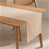 GAMUSI Runner da tavolo rettangolare antimacchia impermeabile Vichy a quadri 45 x 170 cm al tatto tessuto cotone traspirante e morbido, colore beige