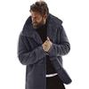 LEEDY clothing Leedy, giacca classica da uomo in lana di pecora calda foderata di montagna Faux agnello s grigio XL