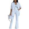 ORANDESIGNE Tailleur Donna Pantaloni e Giacca Elegante Blazer Elegante Completo Tinta Unita Maniche Lunghe Reverse Due Pezzi Tuta Business OL Formale per Ufficio c-Bianco S