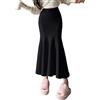 Generic Gonna da donna invernale lavorata a maglia, gonna midi slim fit gonna lunga in lana spessa, Nero , L